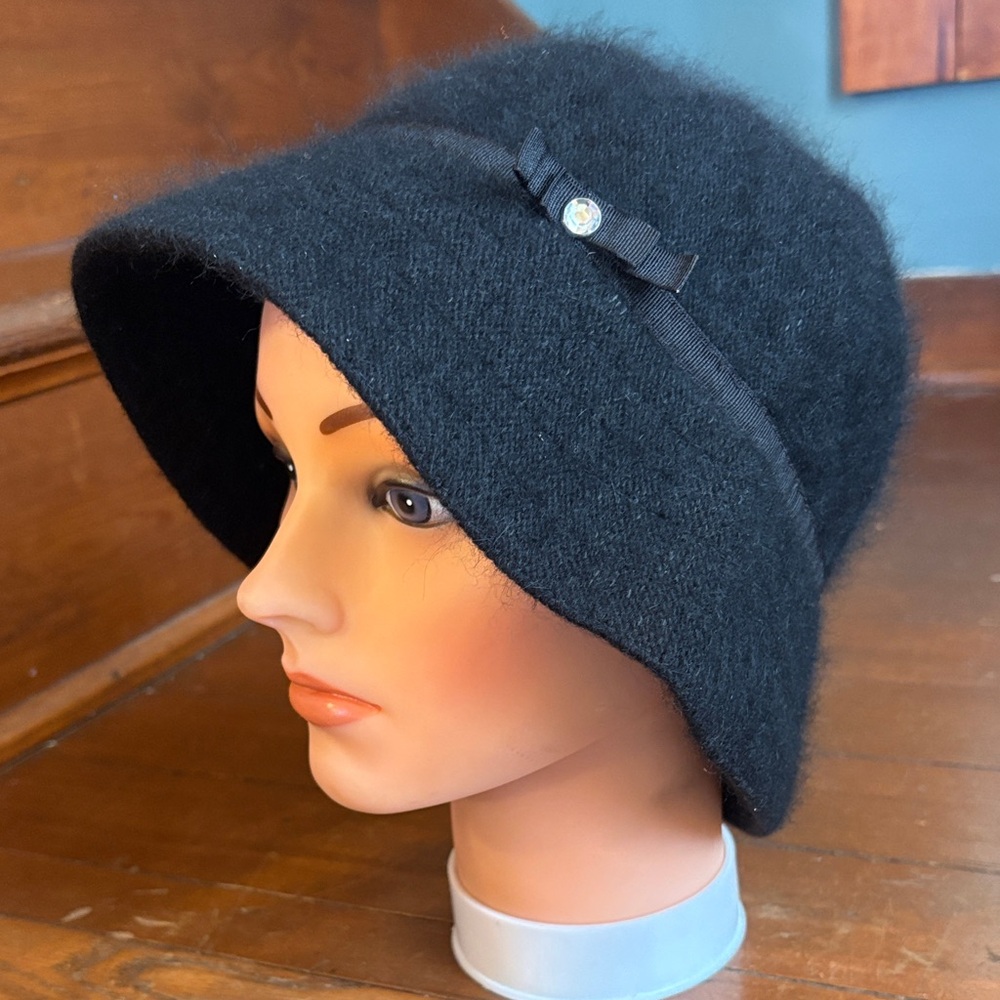 Vintage Gap Y2K Black Rabbit Hair Wool Blend Bucket Hat. Sz S/M